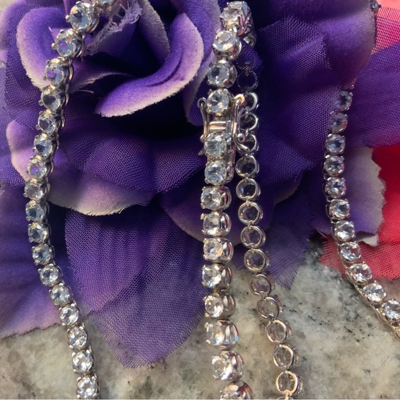 BRAND NEW Ross-Simons 925 silver tennis necklace&bracelet, white topaz stones. - Picture 9 of 16